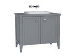 VitrA Valarte Einbauwaschtisch-Möbel-Set 62172 98 x 52 x 87,5 cm, 2 Türen, Korpus grau matt/Waschtisch weiß hochglanz