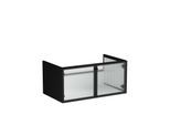 VitrA Liquid Waschtisch-Unterschrank 66739 88x51x41cm, Korpus schwarz matt/Ornamentglas geriffelt