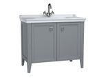 VitrA Valarte Waschtisch-Möbel-Set 62157 99,5 x 53 x 88 cm, 2 Türen, Korpus grau matt/Waschtisch weiß hochglanz