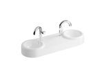 VitrA Liquid Doppelwaschtisch 7313B403-0001 119x39,5x15cm, mit Überlauf, weiß hochglanz VC, 1 Hahnloch mittig