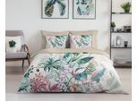 Wendebettwäsche GOOD MORNING "Novaa", multi, B/L: 135cm x 200cm, 1 Stk., 1 Stk., Satin, B/L: 80cm x 80cm, 2, Satin, Obermaterial: 100% Baumwolle, Bettwäsche, Wendebettwäsche, 100% Baumwolle, Renforcé, Reißverschluss, Wendeoptik, Blätter
