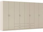 Drehtürenschrank RAUCH "Kleiderschrank Garderobe GAMMA Breiten 91/136/181/226/271/315/360 cm", beige (champagner), griffe alu, B:360cm H:210cm T:54cm, Holzwerkstoff, Schränke, Drehtürenschrank, mit Schubladen, verschiedene Griff-Varianten TOPSELLER MADE IN GERMANY