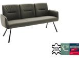 Sitzbank MCA FURNITURE "Delane", grau (olive, schwarz), B:183cm H:92cm T:67cm, Leder, Metall, Sitzbänke, Sitzbank, Taschenfederkern, Lehnenkippfunktion, Armlehnen, beweglicher Rücken
