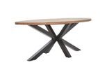 Livetastic Esstisch, Schwarz, Akazie, Holz, Metall, Akazie, vollmassiv, Holz, oval, Sternfuß, 100x76x200 cm, Esszimmer, Tische, Esstische, Esstische oval