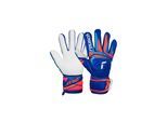 Torwarthandschuhe REUSCH "Attrakt Grip", Damen, Gr. 9, bunt (blau), 34% Polyester, 25% Latex, 5% Lederimitat, 1% Baumwolle, Handschuhe, mit Grip und Komfort