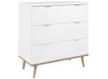 Mid.you , Weiß, Sonoma Eiche , Holzwerkstoff , 3 Schublade(n) Schubladen , 80x86.5x40 cm , Kleinmöbel, Kommoden, Kommoden