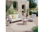 Beldano , Hellbraun, Grauweiß , Glas , rund , 48 cm , UV-beständig, einfacher Aufbau , Gartenmöbel, Gartentische, Loungetische & Beistelltische Outdoor