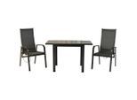 Gardenson , Graphitfarben , Metall, Textil , Uni , Tisch ausziehbar, Tisch mit Glasplatte, Rückenlehne mehrfach verstellbar , Gartenmöbel, Gartenmöbel-Sets, Gartengarnituren