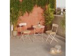 Beldano , Beige , Metall , Tisch klappbar, gastro- und objekttauglich, Stuhl klappbar, geeignet für Balkon , Gartenmöbel, Balkonmöbel, Balkonmöbel-Sets