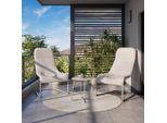 Beldano , Weiß, Beige , Metall, Textil , platzsparend verstaubar, geeignet für Balkon , Gartenmöbel, Gartenmöbel-Sets, Gartengarnituren