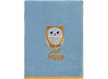 Duschtuch EGERIA "OWL", hellblau, B:70cm L:130cm, Frottier, Baumwolle, Handtücher, mit Eulen Applikation