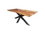 Livetastic Esstisch , Akaziefarben , Holz , Akazie , massiv , organisch , X-Form , 90x76x160 cm , Esszimmer, Esstische, Holztische, Massivholztische