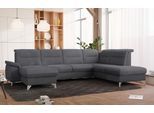 Wohnlandschaft SIT & MORE "Astoria U-Form", grau (anthrazit), B:327cm H:91cm T:225cm, 100% Polyester, Sofas, Wohnlandschaft, wahlweise mit motorischer Relaxfunktion