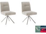 4-Fußstuhl MCA FURNITURE "DELANE Esszimmerstuhl (2er Set) - Stuhl", beige (creme, edelstahlfarben, creme), B:49cm H:92cm T:65cm, Polyester, Stühle, Taschenfederkern, Lehnenkippfunktion, beweglicher Rücken, 360 drehbar