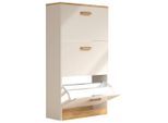 Mid.you Schuhschrank , Weiss, Honigeiche , Holzwerkstoff , 59x105x22 cm , stehend , Garderobe, Schuhaufbewahrung, Schuhschränke