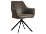 Ambia Home Armlehnstuhl , Braun, Schwarz , Metall, Textil , Flachrohr, Drehkreuz , 64x83x61 cm , Stoffauswahl, Sitzfläche 360° drehbar , Esszimmer, Stühle, Polsterstühle