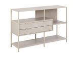 Regal , Hellgrau , Holzwerkstoff , 3 Fächer , 2 Schublade(n) Schubladen , 114x78x35 cm , Wohnzimmer, Regale, Bücherregale