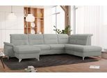 Wohnlandschaft SIT & MORE "Astoria U-Form", grau (hellgrau), B:327cm H:91cm T:225cm, 100% Polyester, Sofas, Wohnlandschaft, wahlweise mit motorischer Relaxfunktion