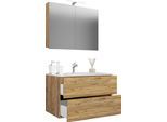 Waschtisch VCM "3-tlg. Waschplatz Waschtisch Badinos Schublade SC", braun (honig, eiche), B:60cm T:46cm, Waschtische, Waschtisch
