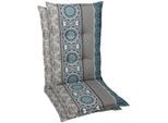 Sesselauflage GO-DE "Mittellehner", blau (blau, grau), B:110cm H:8cm T:50cm, Bezug: 65% Polyester, 35% Baumwolle, Polsterauflagen, Sesselauflage