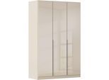Drehtürenschrank OTTO HOME "Kleiderschrank Kleiderschränke Schrank Garderobe AGORDO mit Glasfront", beige (beige, glas beige (champagner)), B:136cm H:210cm T:54cm, Holzwerkstoff, Schränke, Drehtürenschrank, durchdachte Innenausstattung, in 8 Breiten und 2 Höhen MADE IN GERMANY