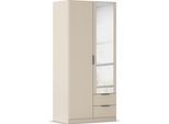 Kleiderschrank RAUCH "Drehtürenschrank Schrank Garderobe Ankleide Schlafzimmer LAGOA", beige (beige (champagner)), B:91cm H:197cm T:54cm, Holzwerkstoff, Schränke, Kleiderschrank, geräumige Schubladen, 3 Breiten, optional mit Aufsatz MADE IN GERMANY
