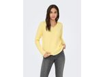 V-Ausschnitt-Pullover ONLY "ONLCAMILLA V-NECK L/S PULLOVER KNT NOOS", Damen, Gr. XL, gelb (mellow gelb detail:melange), Strick, Obermaterial: 74% Polyacryl, 24% Polyester, 2% Elasthan, meliert, regular fit normal, V-Ausschnitt, Strickbündchen, Pullover, Materialmix, regular fit