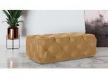 Polsterhocker HOME AFFAIRE "FOLLINA", gold, B:130cm H:39cm T:65cm, 100% Polyester, Hocker, Polsterhocker, Polsterhocker mit klassischer Chesterfield-Knopfheftung