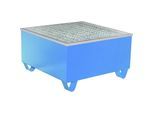 eurokraft pro Stahl-Auffangwanne mit PE-Einsatz, für 200-l-Fässer, LxBxH 815 x 815 x 468 mm, blau lackiert