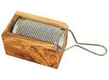 Käsereibe OLIVENHOLZ-ERLEBEN "für Hartkäse und Muskat, aus Edelstahl mit Olivenholzbox", beige (natur, edelstahlfarben), B:6cm L:18cm T:7,5cm, Edelstahl, Olivenholz, Küchenreiben, Käsereibe, Metallreibe aus Edelstahl, Auffangbox aus Olivenholz, auch für Muskat