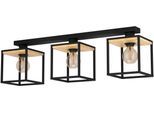 EGLO Deckenleuchte "LIBERTAD Deckenlampe, Stahl und Holz, E27, IP20, Esstischlampe, Lampe", braun (schwarz, braun), H: 24cm, 1 Stk., Leuchten, Wand-/Deckenleuchte, L86 x B18 x H24cm, schwarz, braun, 3X40W exkl., Deckenleuchte