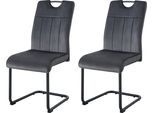 Esszimmerstuhl HOME AFFAIRE "AIRDRIE, 2er Set, mit Metallgestell in matt schwarz", schwarz matt, pulverbeschichtet, anthrazit, B:43cm H:98cm T:61cm, Metall, Polyester, Stühle, Esszimmerstuhl, in verschiedenen Farben, Belsatbarkeit pro Stuhl 120 kg