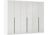 Drehtürenschrank OTTO HOME "Kleiderschrank Kleiderschränke Schrank Garderobe AGORDO mit Glasfront", weiß (alpinweiß, glas kristallweiß), B:271cm H:210cm T:54cm, Holzwerkstoff, Schränke, Drehtürenschrank, durchdachte Innenausstattung, in 8 Breiten und 2 Höhen MADE IN GERMANY