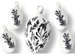 Osterei KREBS GLAS LAUSCHA "Floral, elegantes Design schwarz-weiß, Osterdekoration, Frühling", schwarz-weiß (weiß, schwarz), Glas, Dekofiguren, Osterei, Mundgeblasenes und handbemaltes Glas, Made in Germany
