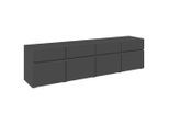 Xora Lowboard, Anthrazit, Holzwerkstoff, 4 Schublade(n) Schubladen, 200x52.8x40 cm, stehend, in verschiedenen Holzdekoren erhältlich, Wohnzimmer, Wohnwände, Lowboards, Lowboards stehend