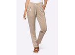 Schlupfhose CASUAL LOOKS, Damen, Gr. 24, Kurzgrößen, beige, 76% Polyester, 20% Viskose, 4% Elasthan, unifarben, lang, Hosen Schlupfhose