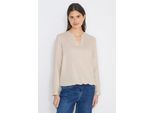 Langarmbluse CECIL, Damen, Gr. XXL (46), grain beige, Stoff, 100% Viskose, unifarben, klassisch normal, V-Ausschnitt, Bündchen, Blusen, in Blusen-Optik