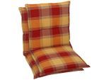Sesselauflage GO-DE, bunt (gelb, rot, terracotta), B:100cm H:7cm T:50cm, Obermaterial: 65% Baumwolle, 35% Polyester, Polsterauflagen, Sesselauflage