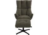 Relaxsessel DUO COLLECTION "Pruna", waldgrün, B:77cm H:110cm T:83cm, 100% Polyester, Sessel, Relaxsessel, 360 drehbar mit Rückholfunktion, Wippmechanik, inkl. Hocker