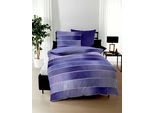 Wendebettwäsche KAEPPEL "TIMELESS 100% Baumwolle", lila (violett), B/L: 240cm x 220cm, 1 Stk., 2 Stk., Mako-Satin, B/L: 80cm x 80cm & 80cm x 80cm, 3 Stk., Mako-Satin, Obermaterial: 100% Baumwolle, Bettwäsche, Wendebettwäsche, mit breiten Streifen, Wendeoptik, Markenreißverschluss