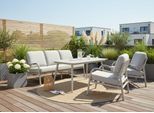 Gartenlounge-Set KONIFERA "Fernando", beige, beige, Aluminium, Wicker/Kunststoffgeflecht, Sitzmöbel-Sets, Gartenlounge-Set, bestehend aus 2 Sesseln, 1 Sofa, 1 Tisch und Sitzauflagen
