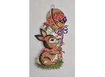 Fensterdekoration STICKEREIEN PLAUEN "Fensterbild Hase mit Ballon", bunt, B:18cm H:34cm T:0,5cm, Polyester, Fensterbilder, Fensterdekoration, Plauener Spitze