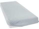 Spannbettlaken OTTO HOME "VALJE in Melange-Optik, hochwertiger Baumwoll-Jersey 130g/m²", grau (hellgrau meliert), B:180cm L:200cm, Jersey, Obermaterial: 100% Baumwolle, Bettlaken, Spannbettlaken, Baumwolle, für Matratzen bis 25 cm Höhe, Bettlaken aus Melange-Garn