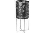 Bodenwindlicht FINK "BACCUS", silber (schwarz, silberfarben), H:63cm Ø:27cm, Edelstahl, Eisen, Kerzenhalter, Bodenwindlicht, Kerzenhalter, Dekoobjekt, schwarz pulverbeschichtet