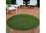 Kunstrasen ANDIAMO "Rasenteppich Sansibar, Gesamthöhe 20 mm", grün, Ø:133cm, Polyethylen (PE), Polypropylen (PP), Teppiche, Kunstrasen, realistische Optik, mit Drainagefunktion, für Balkon & Terrasse