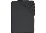 Spannbettlaken DYCKHOFF "Uni", schwarz, B:140cm L:200cm, Jersey, Obermaterial: 95% Baumwolle, 5% Elasthan, Bettlaken, Spannbettlaken, Angenehm weich, besonders flexibel, bis 25cm Matratzenhöhe