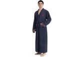 Herrenbademantel BRUNO BANANI "Roy, ideal für Sauna & Spa, Standardlänge & Überlänge" Gr. 4XL, marine, L:145cm, Walkfrottee, Hausmäntel, Herrenbademantel, farblich abgesetzten Streifen, Bademantel, S-3XL, auch in extra lang