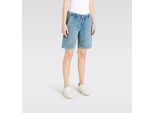 Shorts MAC "JOG´N SHORT", Damen, Gr. 44, N-Gr, blau (stormy fancy blau), Web, Obermaterial: 74% Baumwolle, 24% Polyester, 2% Elasthan, unifarben, regular fit kniefrei, Hosen Shorts, Sommerhose im Four-Pocket Style