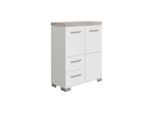 Paidi Highboard Kira, Weiß, Silbereichen, Kunststoff, 3 Fächer, 2 Schublade(n) Schubladen, 90.9x111.8x39.6 cm, Blauer Engel, Goldenes M, Typenauswahl, Beimöbel erhältlich, stehend, Wohnzimmer, Kommoden & Sideboards, Highboards