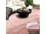 Teppich VILLEROY & BOCH "Leon", rosa (altrosa), B:160cm H:15mm L:230cm, Polyester, Teppiche, Teppich, Langflor, Shaggy, uni, flauschig weich, glänzend, Kaninchenfell Haptik